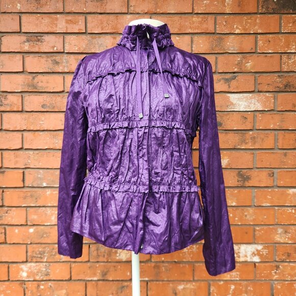 Chicos Ruffles Full Zip Light Weight Jacket Size 0 (Small) - Picture 2 of 6